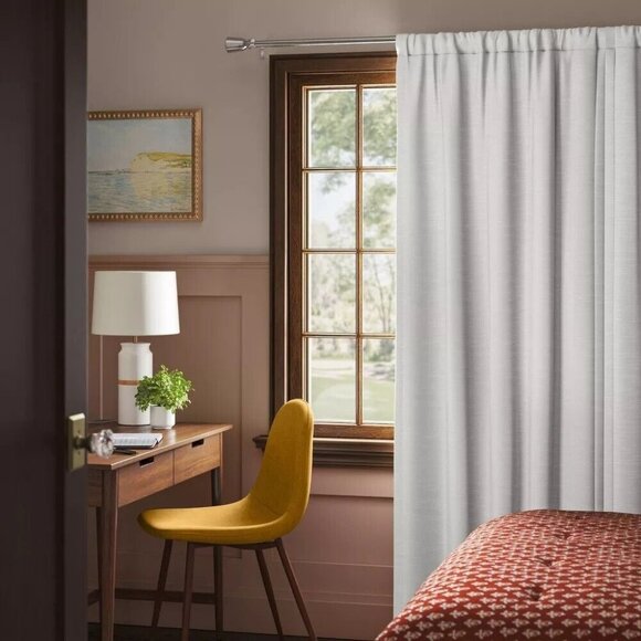 Threshold Henna Natural White Single Blackout Curtain Panel 50" x 63" - Picture 1 of 7